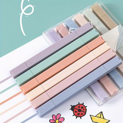 6 шт. набор двусторонних ручек-хайлайтеров Kawaii цветные маркеры для манги пастельные канцелярские принадлежности для скрапбукинга школьные принадлежности