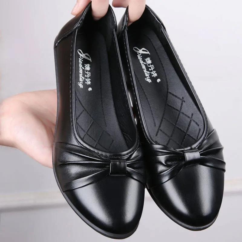 Women Wedges Pumps PU Leather Heels Slip On Shoes Black Office Lady Shoes Spring Summer Pumps Shallow Platform Zapatos