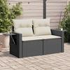 VidaXL Garden Sofa with Cushions 2-Seater, Seat with Backrest, Patio Furniture Backyard Terrace Outdoor, Black 366017