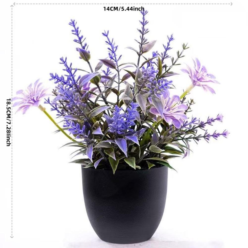 4pcs Lavender Artificial Plants in Pots Perfect Greenery for Home and Office Decor Compact and Maintenance Solution