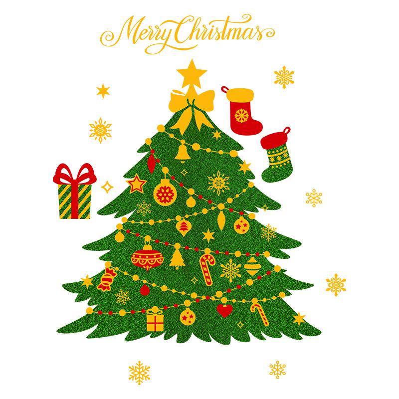 Дед Мороз Олень Электростатическая Сцена для Витрины из Стекла Композиция Украшение Торгового Центра Атмосферные Наклейки