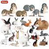 Oenux Lovely Farm Rabbit Bunny Model Action Figure Figurine Wild Desert Cottontail Hare Cute PVC Decoration Education Kid Toy
