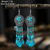 Blue Fashion Boho Temperament Water Drop Feather Earrings for Women Long Crystal Rhinestone Drop Oil Dangle Earring Jewelry