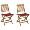 Day and Night - Day and Night Folding Garden Chairs 2 Units and Cushions Solid Acacia Wood