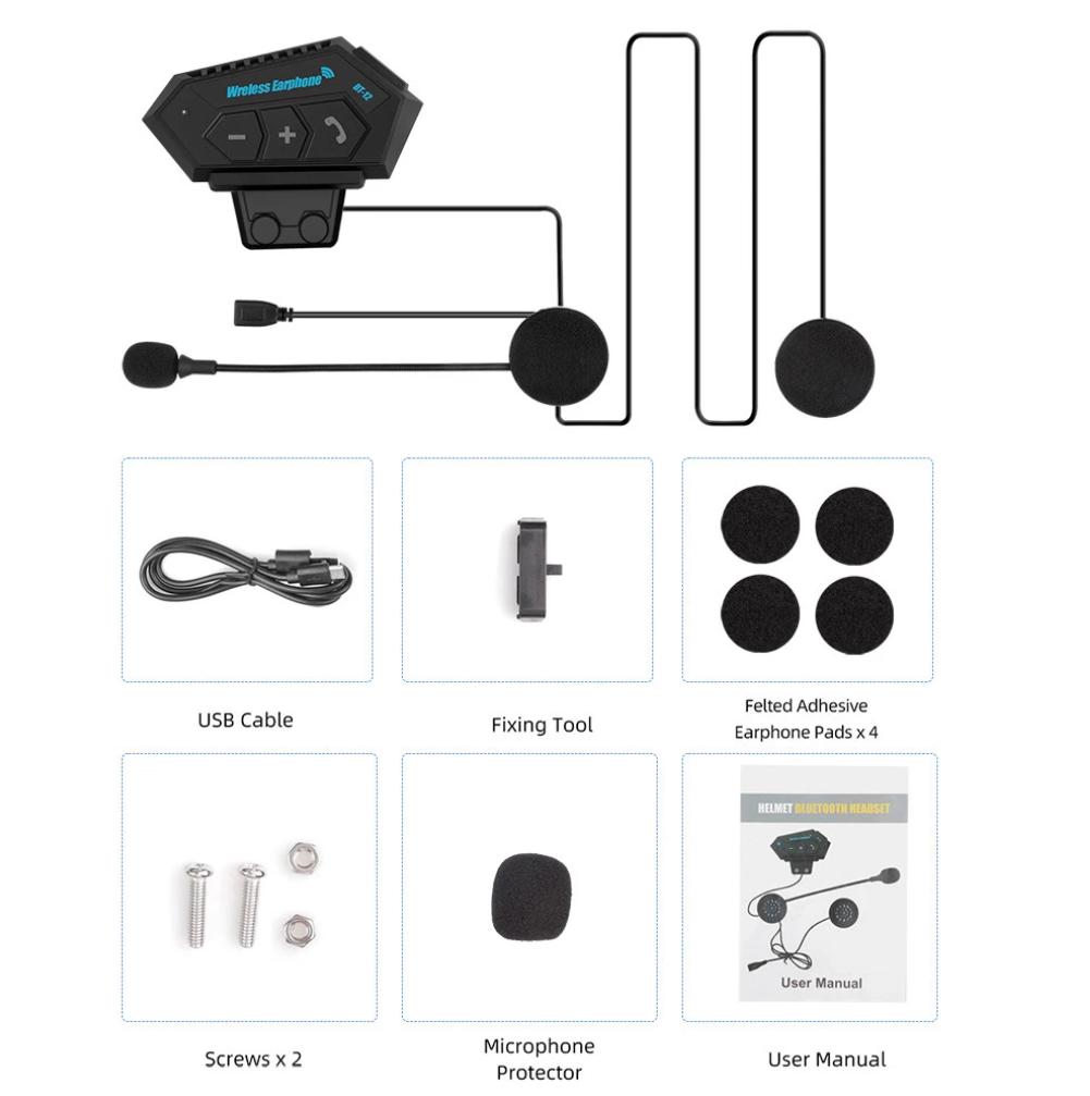 2023 мотоциклетная гарнитура для шлема BT 5,0, беспроводной комплект громкой связи, стереофонический водонепроницаемый динамик для музыкального плеера с защитой от помех