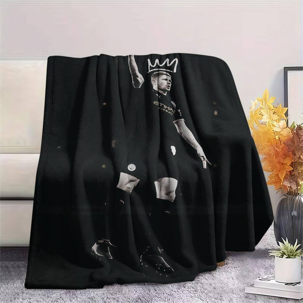 Kevin De Bruyne Printed Flannel Blanket, soft throw for bedroom sofa, washable,soccer fan merchandise, great gift.