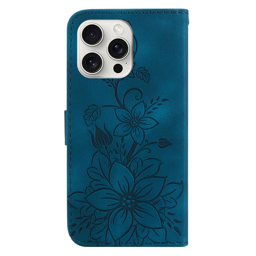 Чехол-кошелек для iPhone 16 Pro Max из искусственной кожи с цветочным тиснением