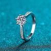 S925 Sterling Silver Women’s Ring - 1 Carat Moissanite, Korean Six-Prong Fashion Style