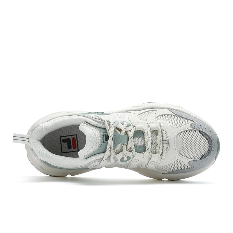FILA Gray White Women's Low Top Synthetic Leather Mesh Retro Casual Lifestyle Sneakers F12W432103FGL