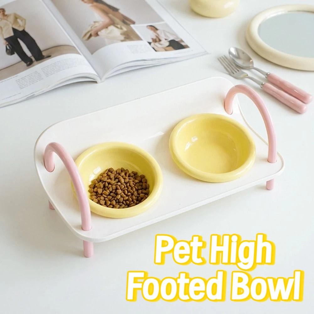 Non-Slip Cat Food Water Bowl Double Bowls Pet Food Dispenser Pet High Footed Bowl Pet Supplies