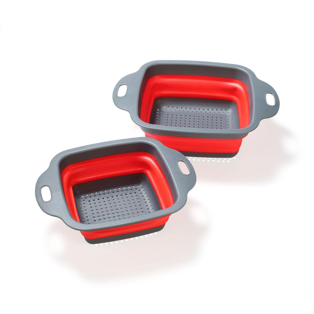 Foldable Silicone Colander Set: Easy-to-Store Round Kitchen Drain Baskets