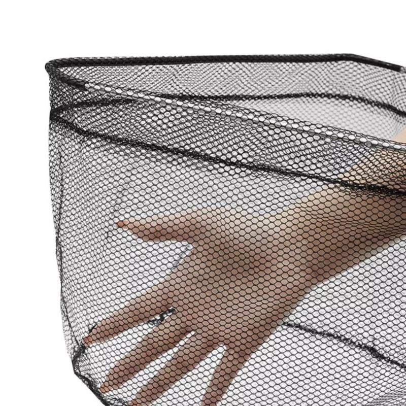 Foldable Fish Landing Net Nylon Mesh for Safe Fish Catching Stainless Poles Handle Fishing Net Saltwater Fish Equipment