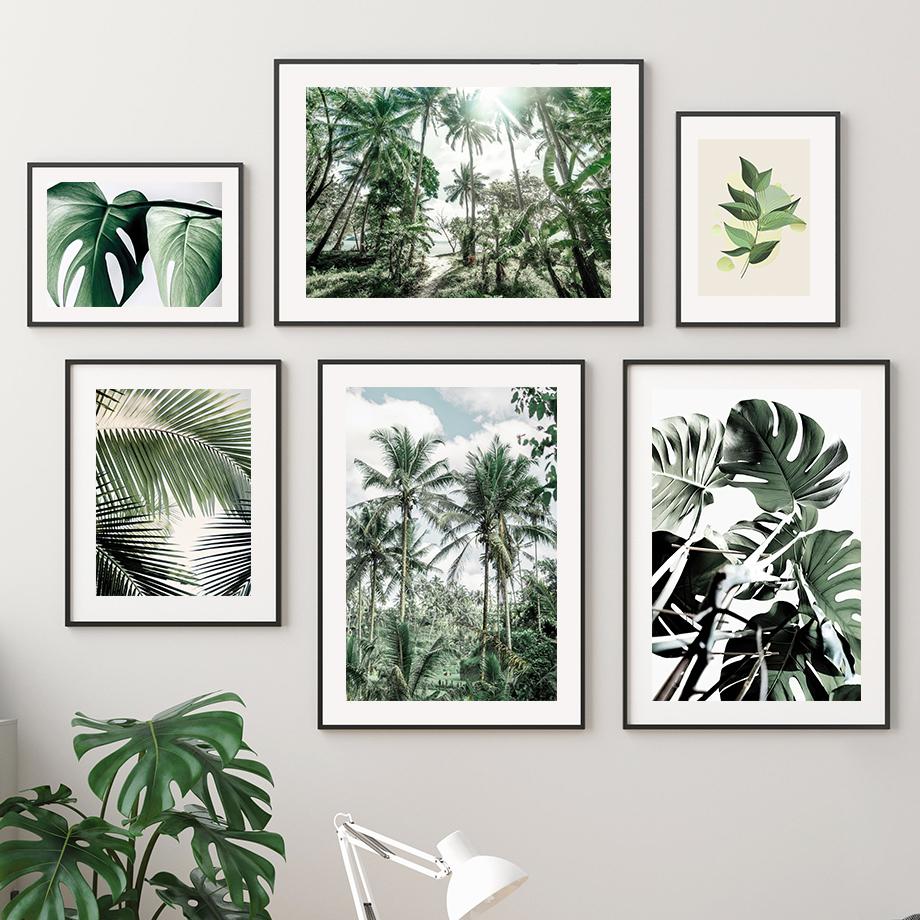 Тропические прибрежные джунгли листья кокосовой пальмы настенная живопись на холсте постеры на скандинавскую тему и принты настенные картины для гостиной