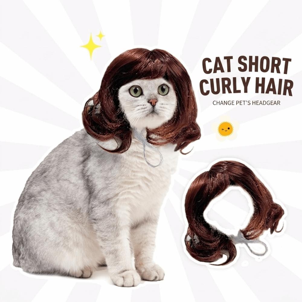 Adjustable Cat Short Curly Hair Lightweight Pet Costume Wigs Pet Wigs Photography Props