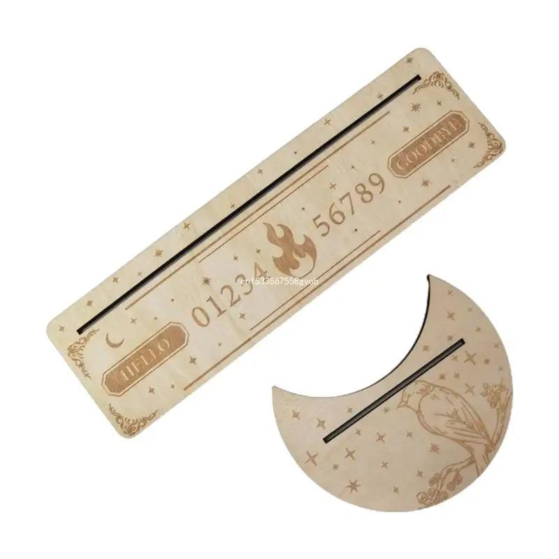2 Pieces Wooden Tarot Card Stand Holder, Moon Shape and Rectangle Wooden Tarot Card Display Stand Base for Oracle Lenormand Meditation