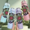 1PC Colorful Circle Badge 750ml sports water bottle leakproof straw lid outdoor office home