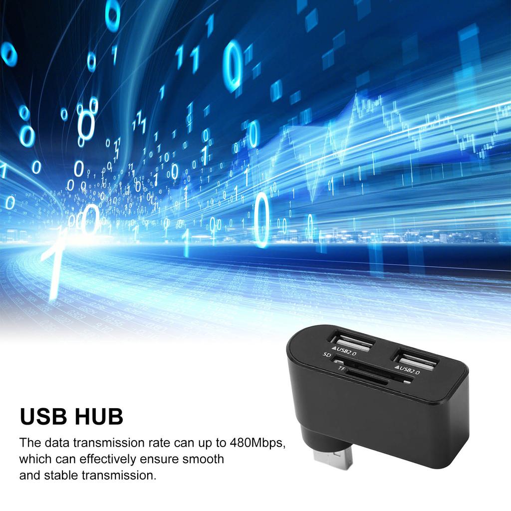2-портовый USB-хаб, высокоскоростной разветвитель с портами для карт памяти, для кардридера, жесткого диска, камеры