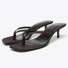Fashion Summer Sexy Clip Toe Brand Flip Flop Women Black Square Toe Thin Heel Slide Sandal Cozy Breathable Beach Sandal Zapatos De Mujer
