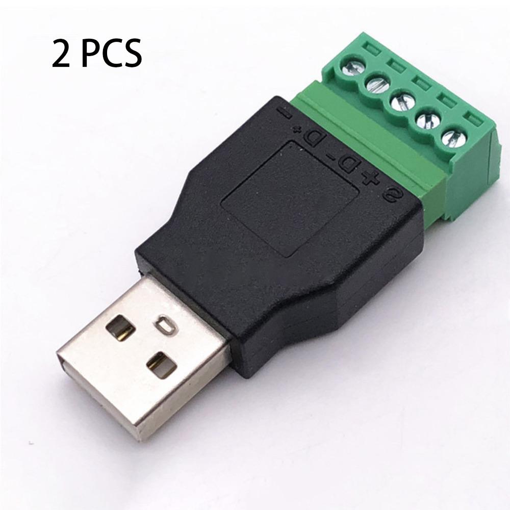 2 PCS 5 Pin Screw Terminal Plug Connector USB Jack Solderless Cable Screw Connector Repair Kit