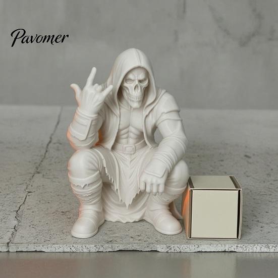 Украшение для игровой комнаты, Фигурка crouching hooded devil god, Декоративный орнамент с маской-черепом и мускулистыми линиями, Хип-хэви-метал Декор Хоп Готика