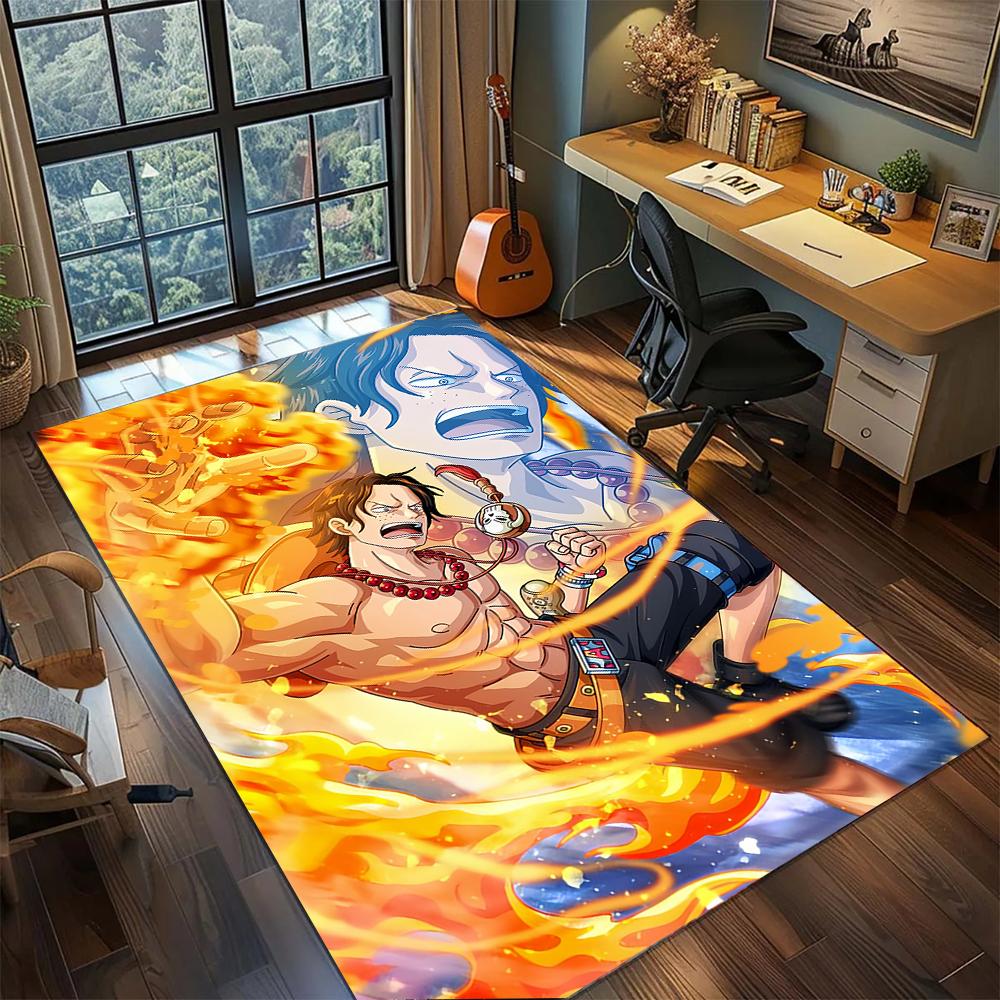 One Piece ASL Brothers Luffy Ace Sabo Rug Carpet Large Area Rug Non Slip Washable Floor Mat Gamer Room Bedroom Home Decor