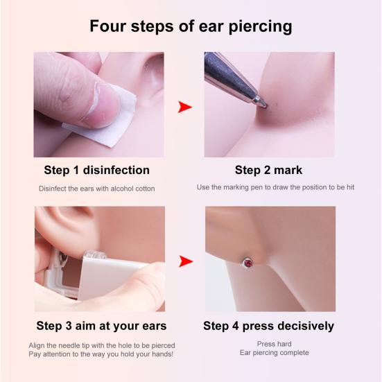 1 комплект, серьги-гвоздики для пирсинга ушей, одноразовые портативные устройства для пирсинга без боли, быстрое устройство для пирсинга для повседневной жизни