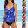 Женский модный купальник танкини из двух частей, купальник синий тонкий купальник, купальник танкини повседневная пляжная одежда для отдыха S-6XL