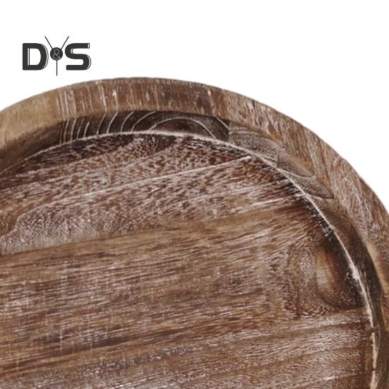 Подставка для тарелок из дерева, подставка для свечей, круглый деревенский декоративный столик в центре, побеленный деревянный поднос для чайных свечей