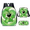 Kids School Backpack Set With Cartoon Smiling Creatures - 3-Piece Oxford Fabric Bag Elementary Students