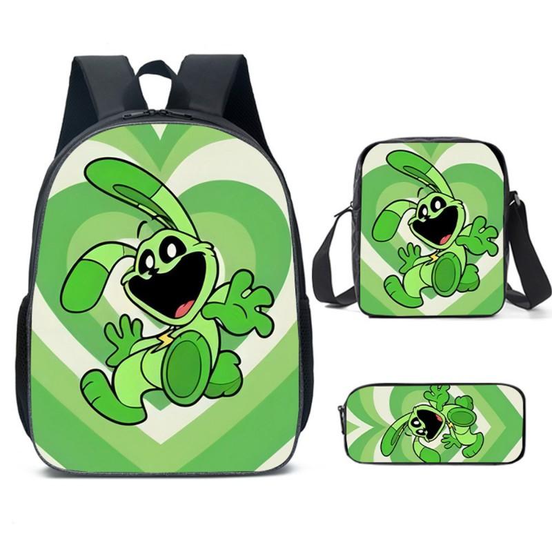 Kids School Backpack Set With Cartoon Smiling Creatures - 3-Piece Oxford Fabric Bag Elementary Students