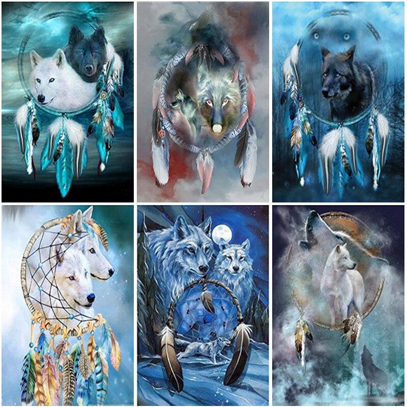 5D DIY алмазная живопись волк горный хрусталь мозаика полный круглый/квадратный дрель алмазная вышивка животные Ловец снов подарок ручной работы