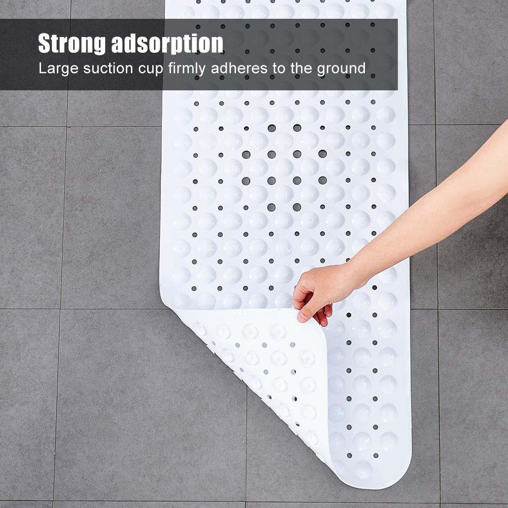 PVC Household Hotel Bathtub Shower Mat Slip Resistant Bathroom Floor Mat with Suction CupWhite 40.5x101cm