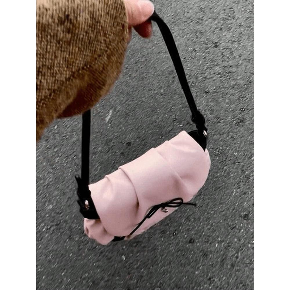 Unique Design Pink Cloud Backpack, Sweet Girl-Style Cute Underarm Bag, Fashion Versatile Outdoor Going Out Commuting Shopping Bow Shoulder Bag