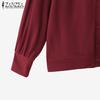 ZANZEA Women Autumn Round Neck Lantern Long Sleeve Cardigans