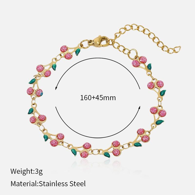 Fashion creative color drip cherry bracelet women's best-selling stainless steel hand jewelry light luxury personalized bracelet