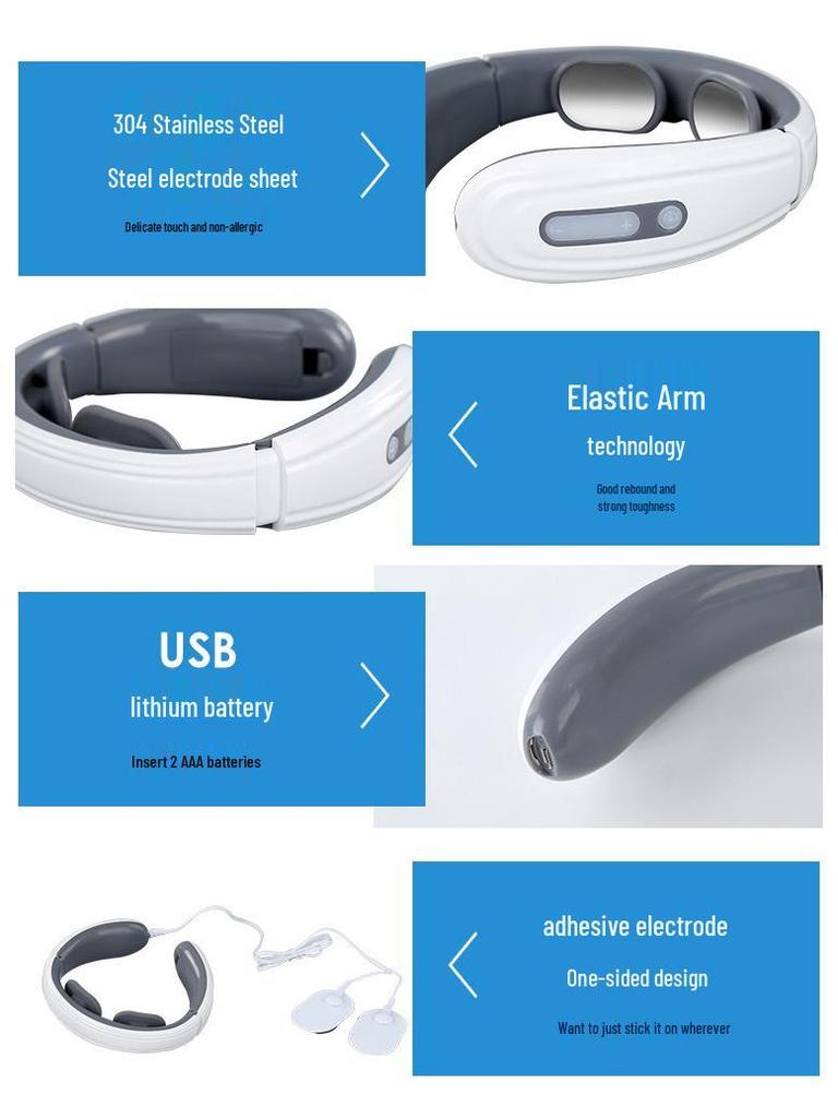 Многофункциональный 4-головочный массажер с подогревом для шеи и шейного отдела позвоночника