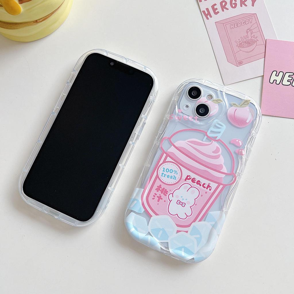 Cute Silicone Case for  Infinix Hot 30i Redmi Note 12 11 Samsung A54 A14 iPhone 11 13 Oppo Reno 8T Funda Cartoon Milk Tea Bear Cover Soft TPU Bumper