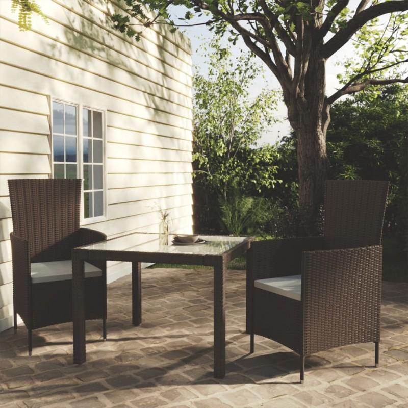 Day and Night - Day and Night Garden Dining Set 3 Pieces Brown Synthetic Rattan