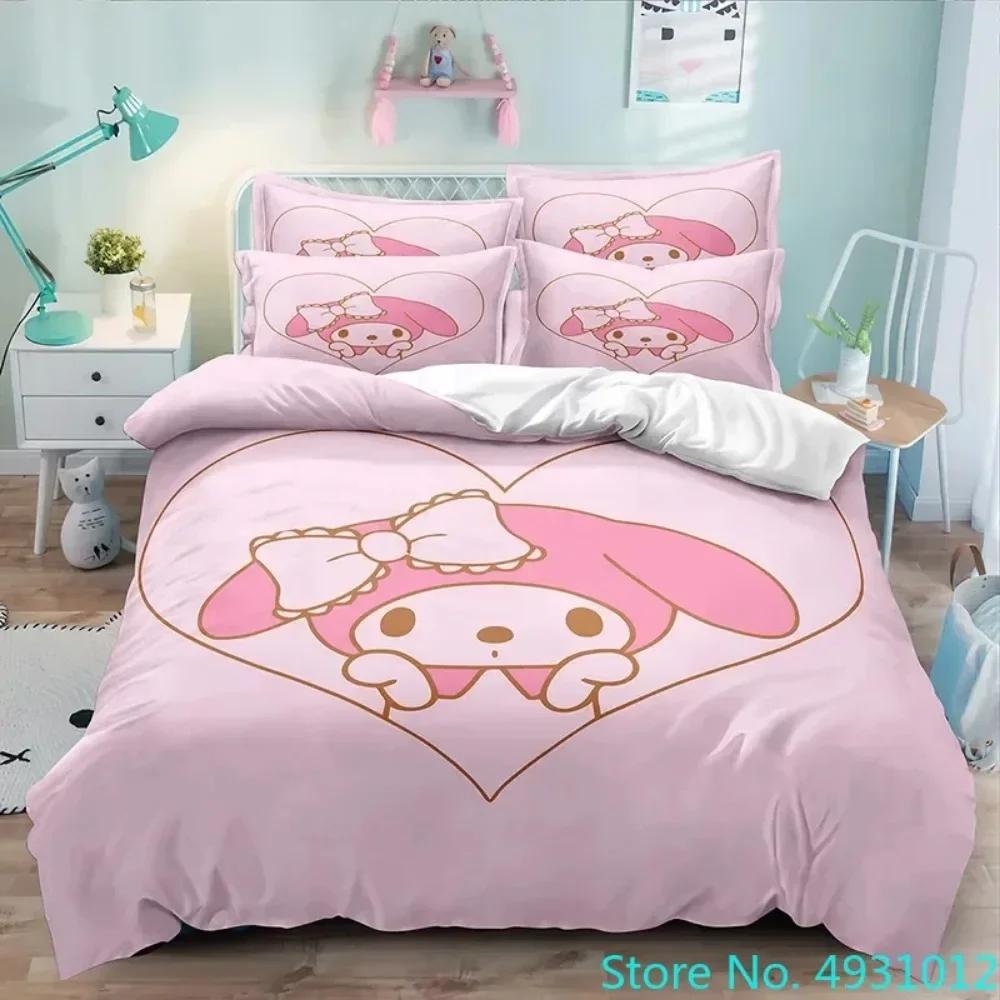 Мультяшный Аниме Sanrio Cinnamoroll Melody Комплект Постельного Белья Каваи Наволочка Пододеяльник Подушка Детский Девочки Односпальный Двуспальный King Size