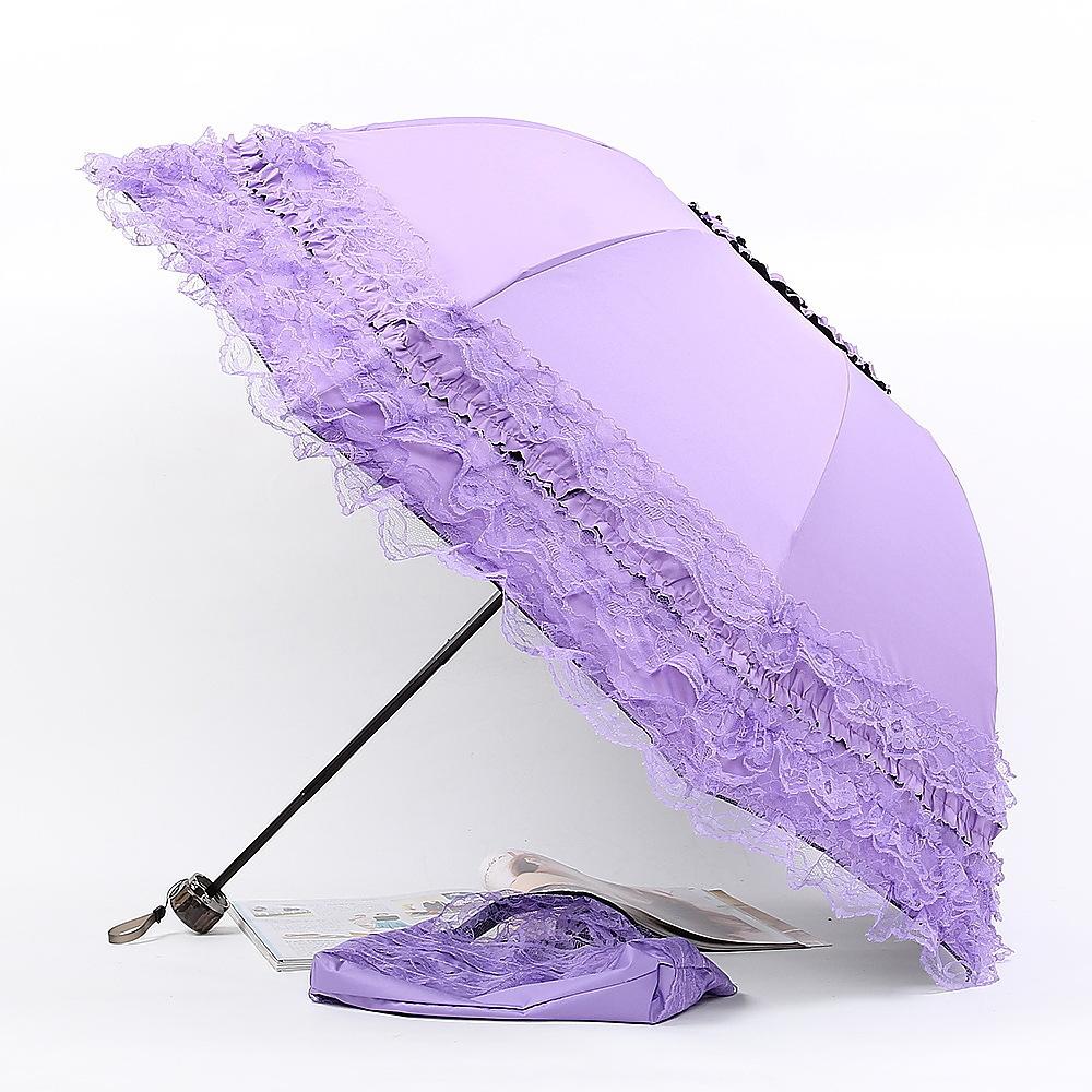 Lace Sun Umbrella Anti UV Protection Thickened Black Glue Sun Rain Dual Use Sunshade Portable Umbrella Princess Female Parasol
