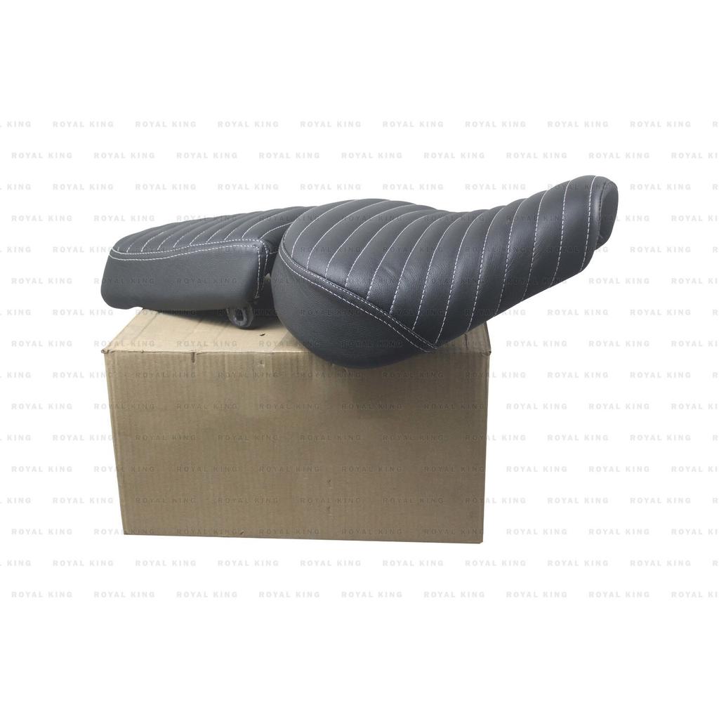 Black "Leather Rider & Pillion Seat Fit For Royal Enfield Meteor 350"