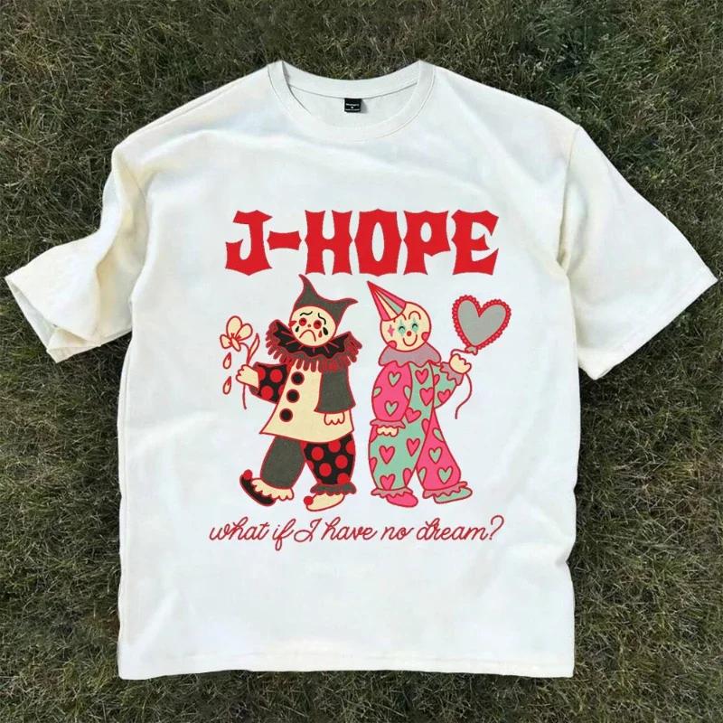 J-Hope Hope on The Stage Tour Футболки Футболки с графическим принтом Мужская Женская Мода Хип-хоп Хлопковая футболка Повседневная футболка с коротким рукавом