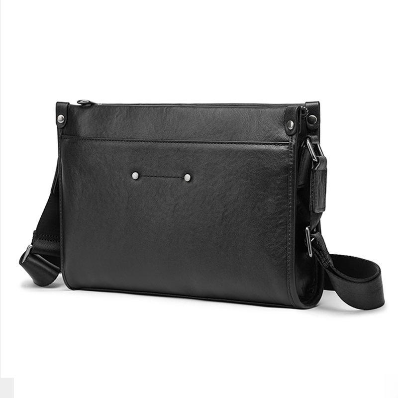 Men's Genuine Leather Trendy Waterproof Shoulder Bag - Large Capacity and Casual Style