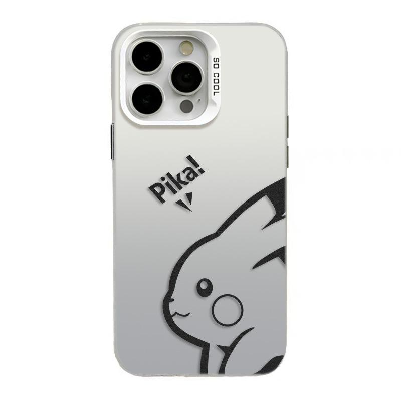 Чехол для iPhone 17 Пикачу, Совместим с Apple 13/14/15 Pro Max и 16 Pro, Серебристый