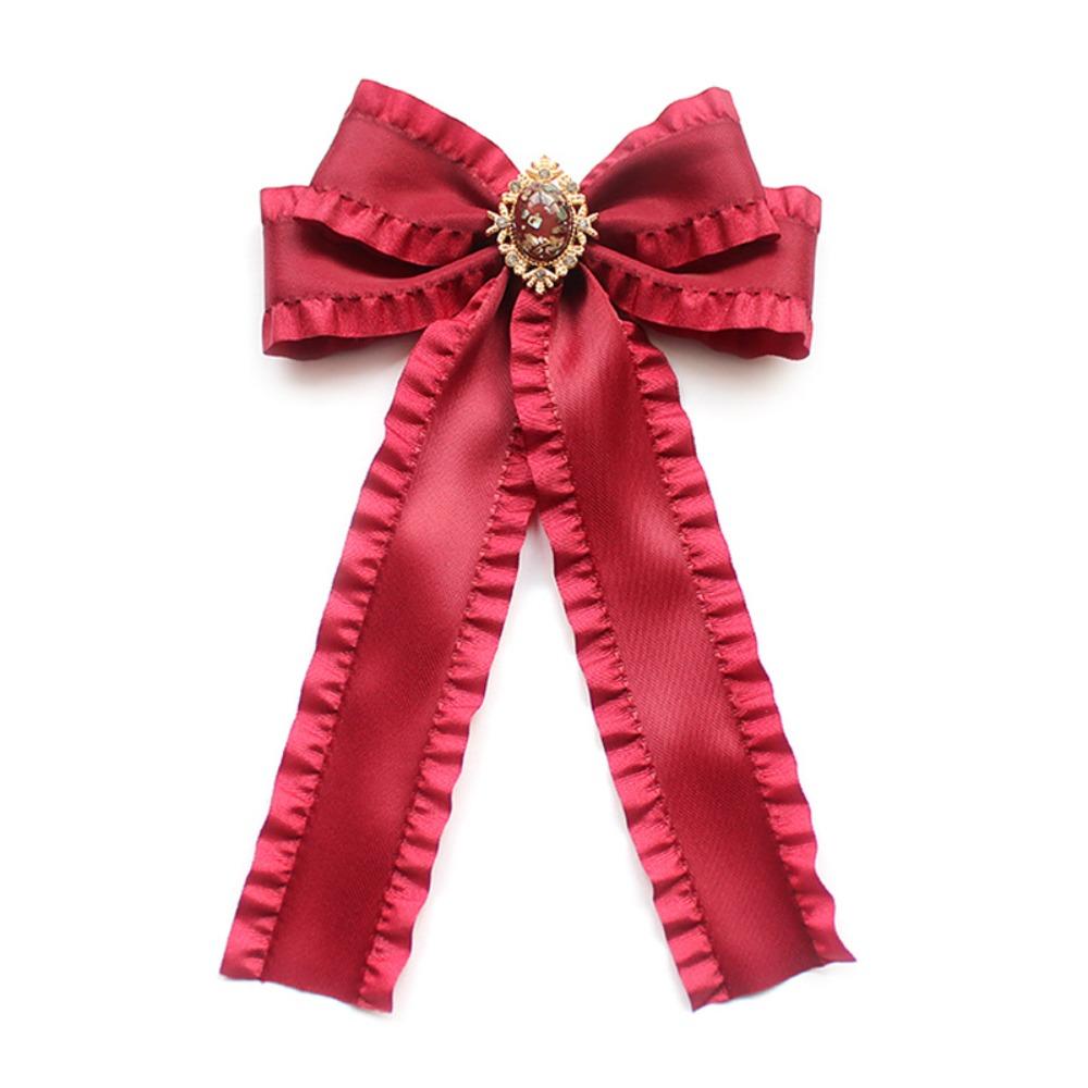 Fabric Bow Tie Detachable Bowknot Brooches Elegant Necktie Shirt Collar Pin  Unisex