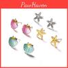 Vibrant Ocean-themed Starfish Shell Stud Earrings Perfect For Mermaid Lovers