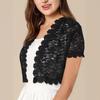 Ladies' Short-sleeved Fashionable Top, Elegant Lace with Cutouts, Banquet Knitted Cardigan