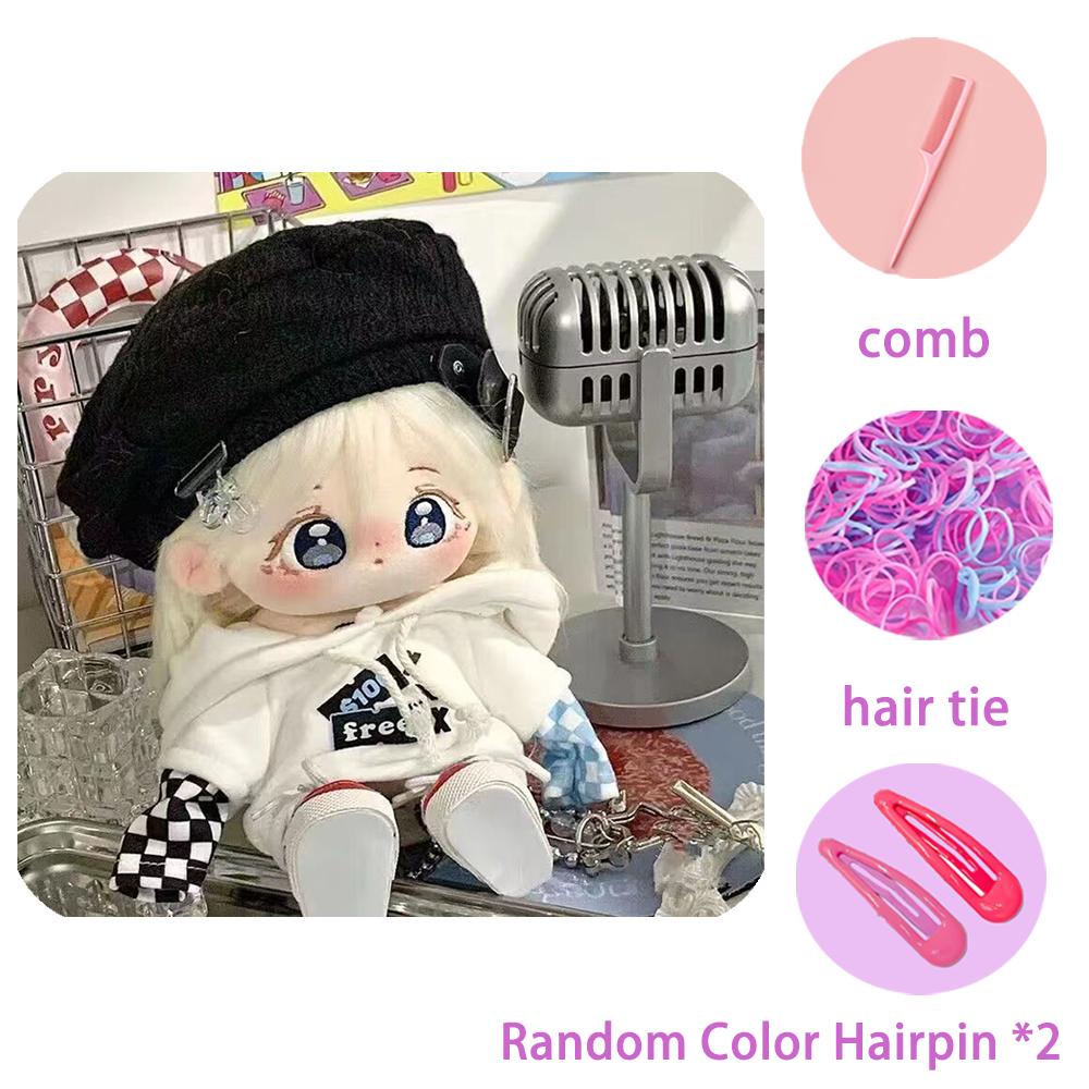 20 см белая плюшевая кукла с жареными волосами, милая, с большими глазами, вышитая, плюшевая, мягкая игрушка, дети, девочки, подарок, кукла, наряд