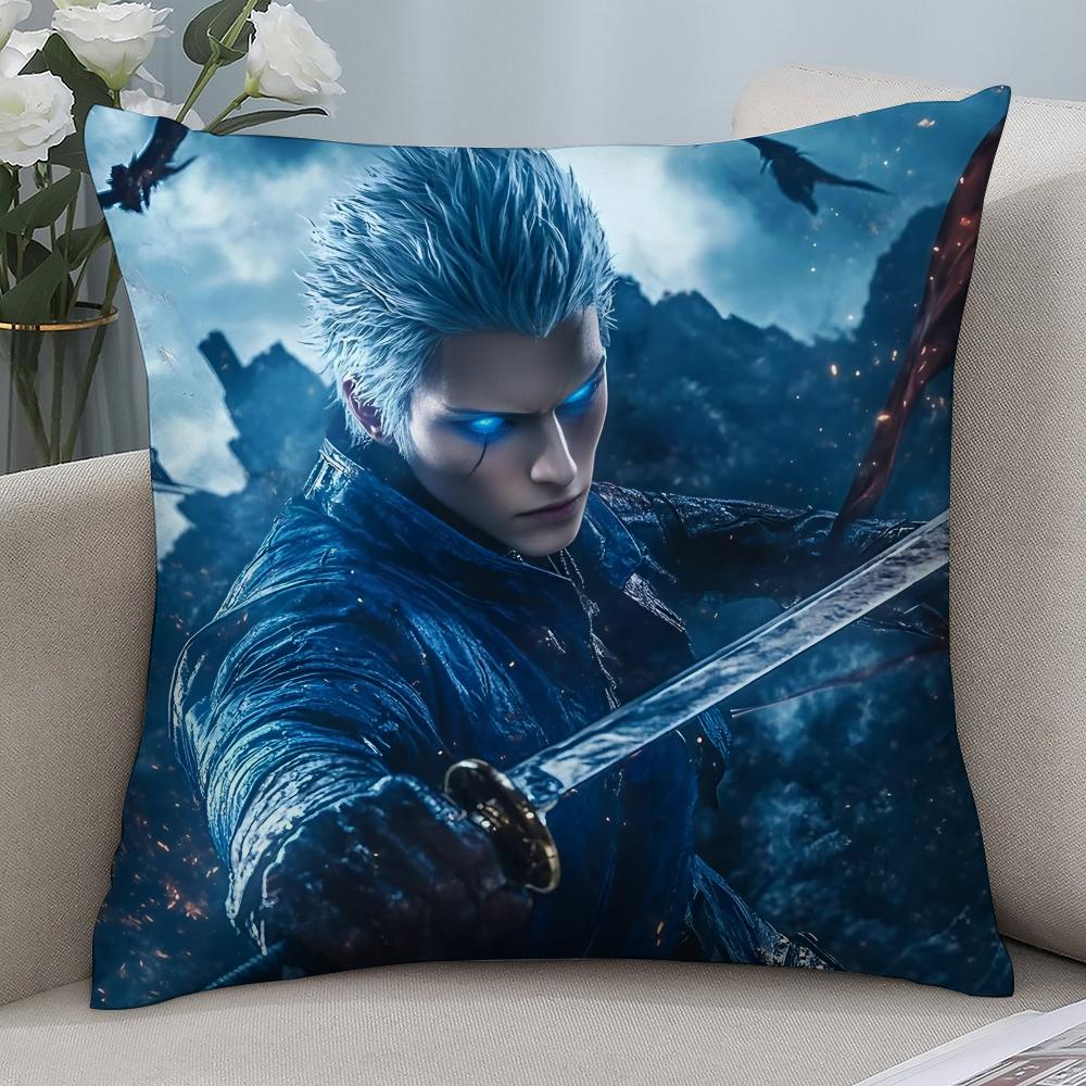 Наволочка для подушки Vergil D-Devil May C-Cry 3D-печать Полиэфирное волокно 45*45 см Декоративная наволочка для дивана Подарок на фестиваль