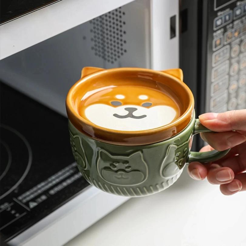 Japanese Cartoon Cat Coffee Mug With Animal Cat Pattern Lid Small Dish Cute Breakfast Cup Creative Coffee Cup Milk Cup Gift2026